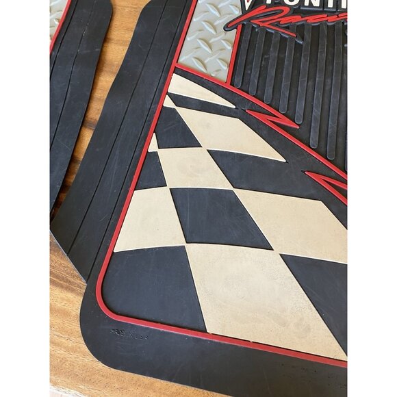 Vintage GM Pontiac Racing Front Rubber FLOOR MAT SET of 2 Made in the USA - Picture 7 of 16